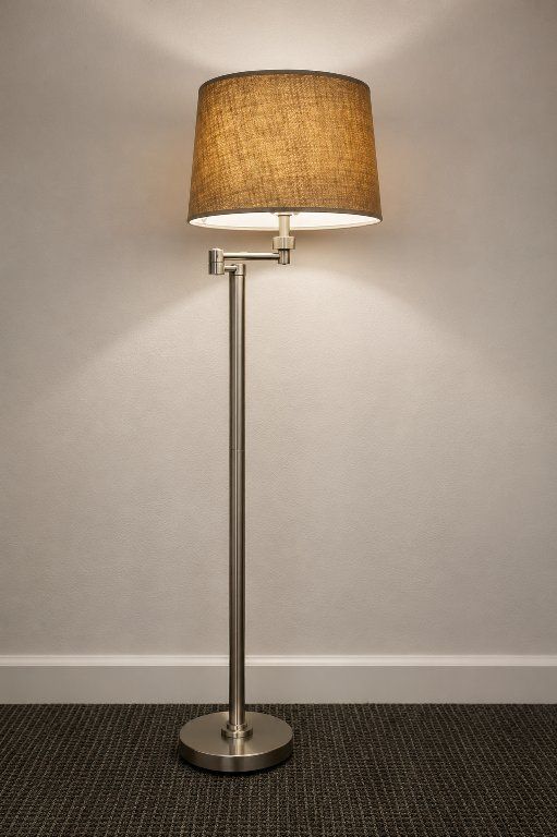Adjustable Metal Floor Lamp with Linen Fabric Shade