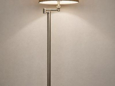 Adjustable Metal Floor Lamp with Linen Fabric Shade