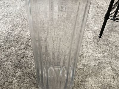 Large Clear Ribbed Glass Vase - Versatile Home Decor Centerpiece