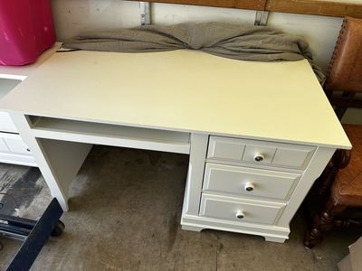 white wood desk