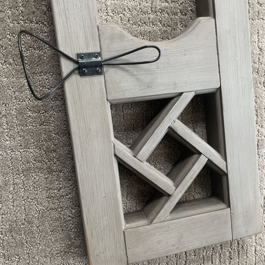 Magnolia Homes gray entry shelf