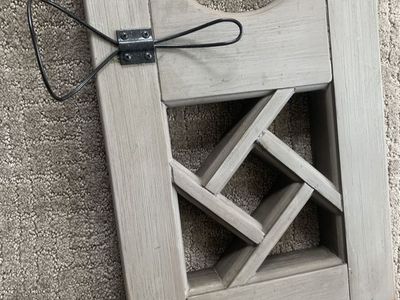 Magnolia Homes gray entry shelf