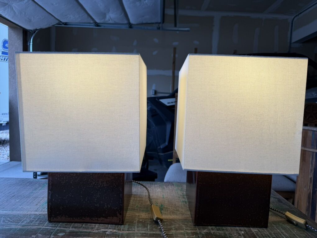 Modern 2 Piece Copper Colored Lamp Set