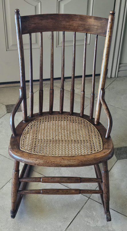 Vintage Wooden Rocking Chair with Cane Seat - Classic Design Children's  14.5" Height of Seating Position