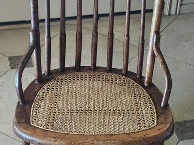 Vintage Wooden Rocking Chair with Cane Seat - Classic Design Children's 14.5" Height of Seating Position