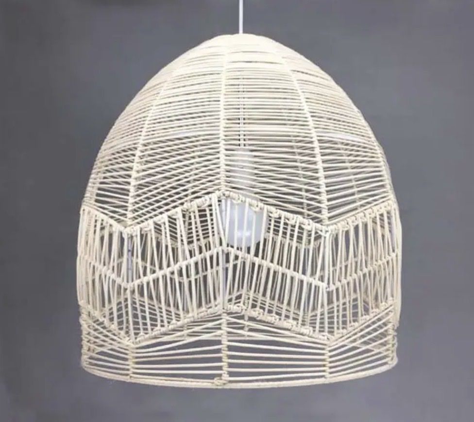 Woven Rattan Pendant Light Shade - Natural Boho Style Lamp Cover