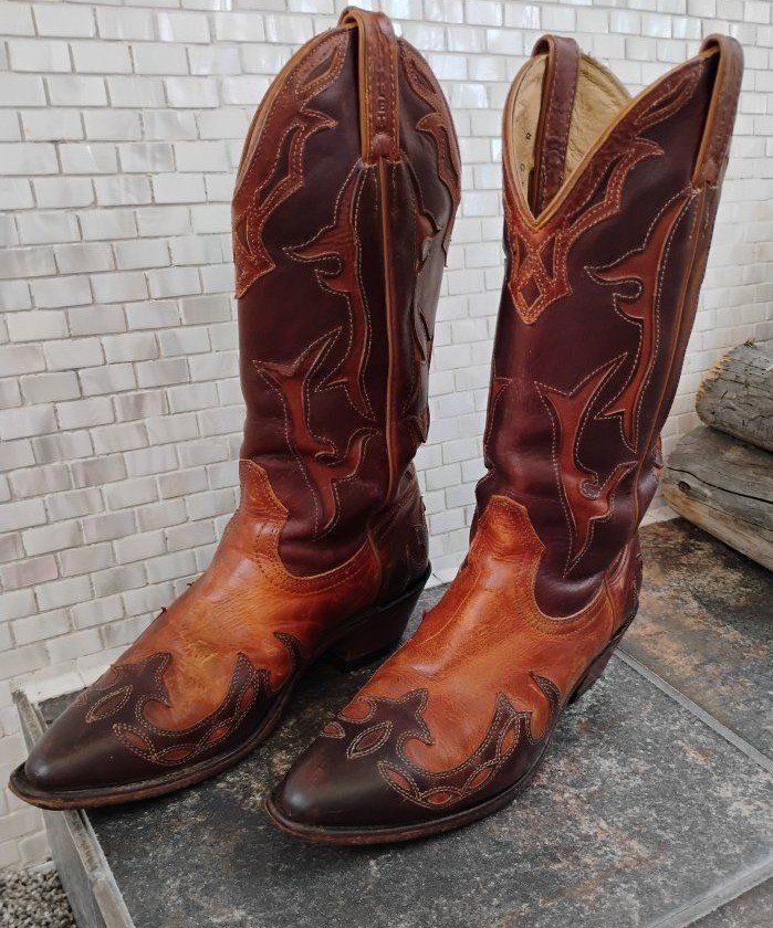 Excellent Quality Boulet Women's Brown Leather Western Cowboy Boots Size 8