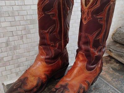 Excellent Quality Boulet Women's Brown Leather Western Cowboy Boots Size 8