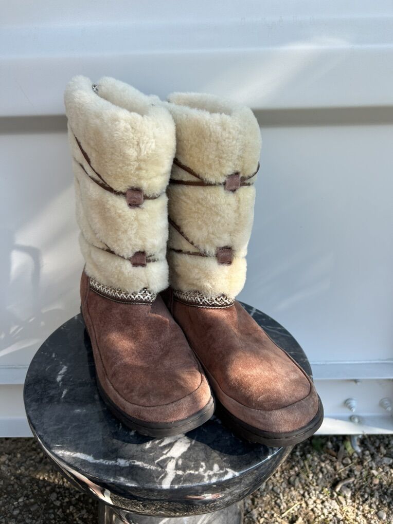 Ugg Australia Maxie Chocolate Suede Boots Mid Calf