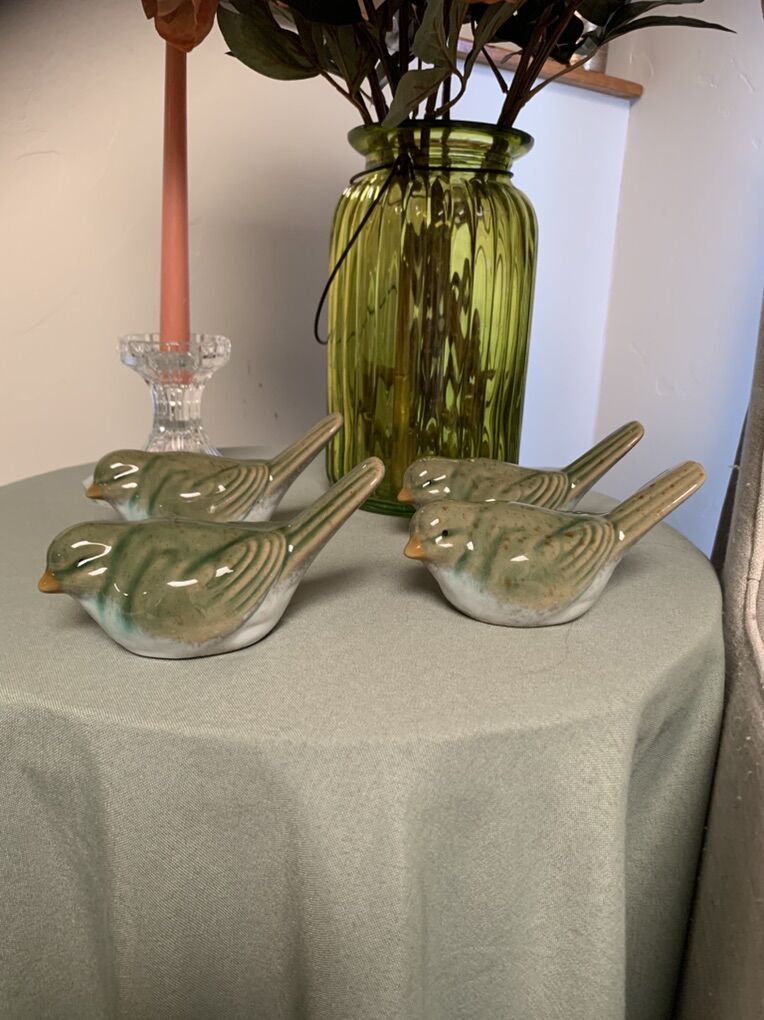4 Shiny Ceramic Birds