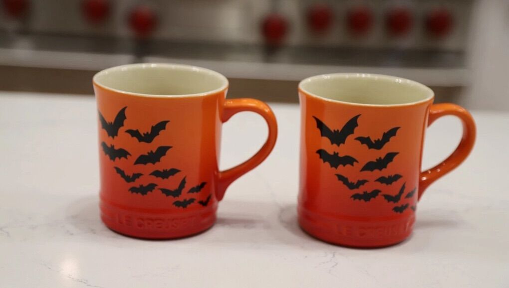 Set Of 2 Le Creuset Mug With Black Bats Halloween