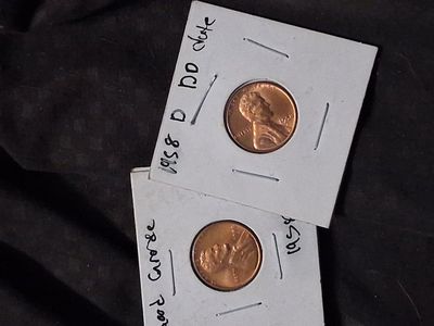 mint state 1958 d penny and multi error twin