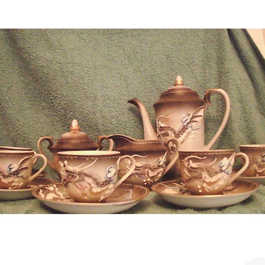 JAPANESE KUTANI DRAGONWARE MORIAGE STYLE Tea Set