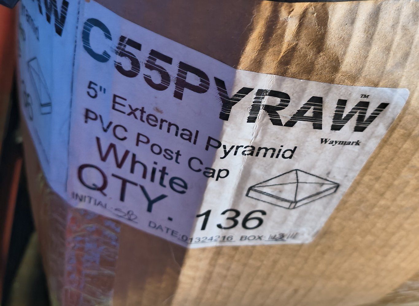 272 Brand New 5x5 White Vinyl Fence Post Caps (Pyramid Style) - Bulk Lot