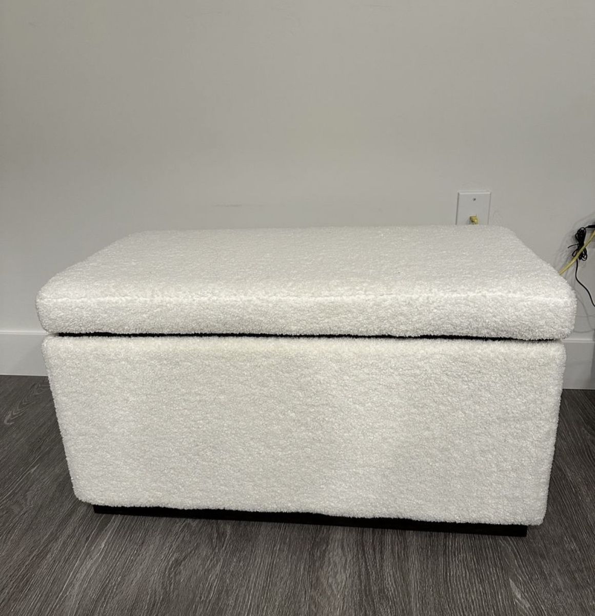 White Sherpa Storage Bench Footrest Upholstered Ottoman