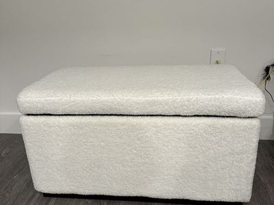 White Sherpa Storage Bench Footrest Upholstered Ottoman