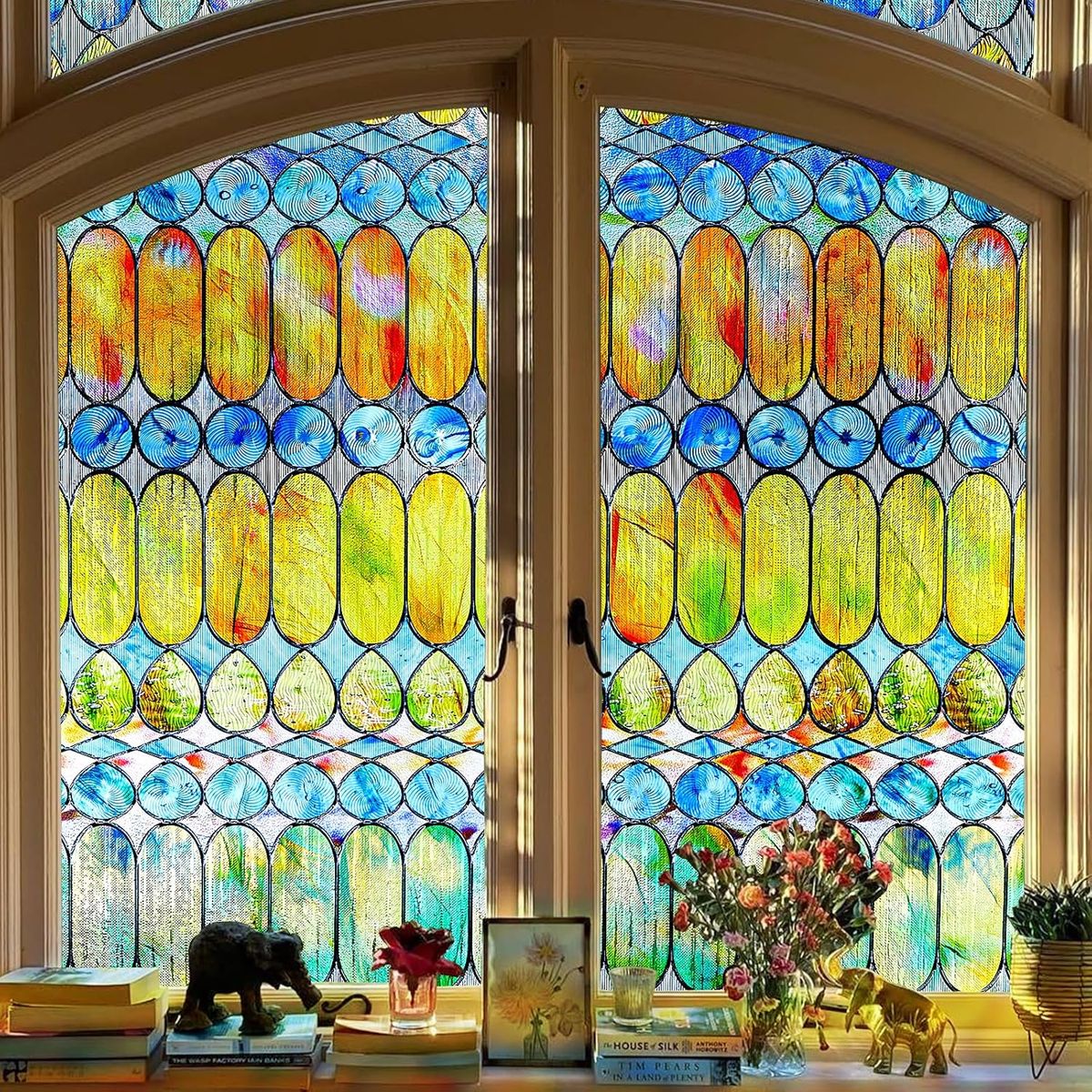Beautyhero 3D Decorative Stained Glass Window Privacy Film with UV Blocking 23.6" x 35.4"