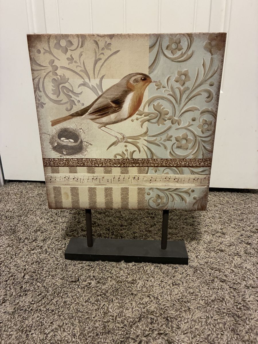 Bird / music on canvas home decor