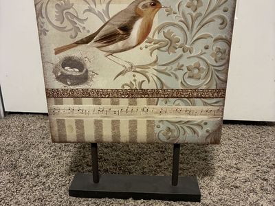 Bird / music on canvas home decor