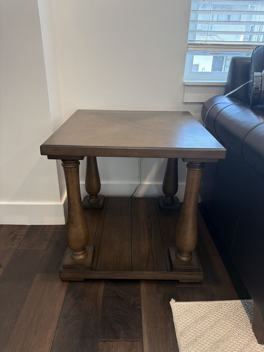 2 Dark wood side tables