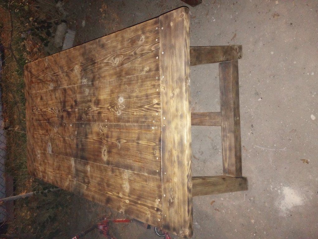 Hand crafted picnic table and bench