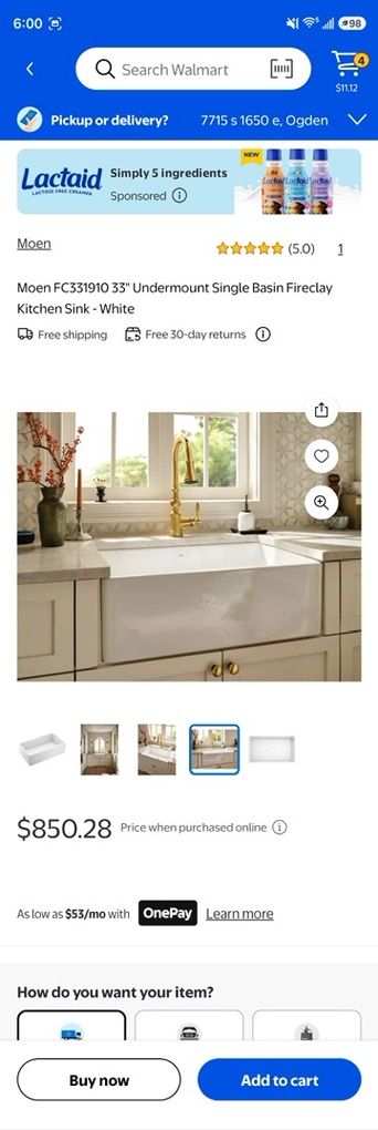 Moen Front Apron Kitchen Sink $300