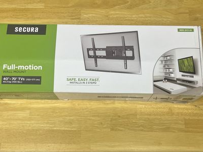 Secura Full-Motion Wall Mount QLF215-B0 for 40"-70" TVs, Max 100 lbs - Easy 3-Step Install