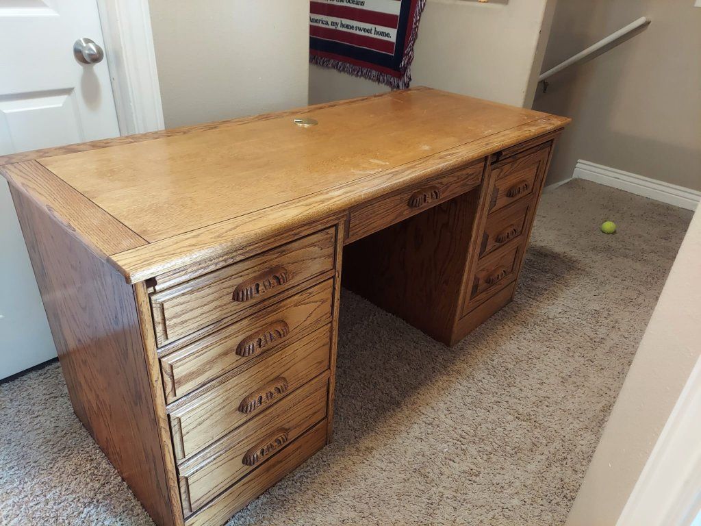 Oak computer desk