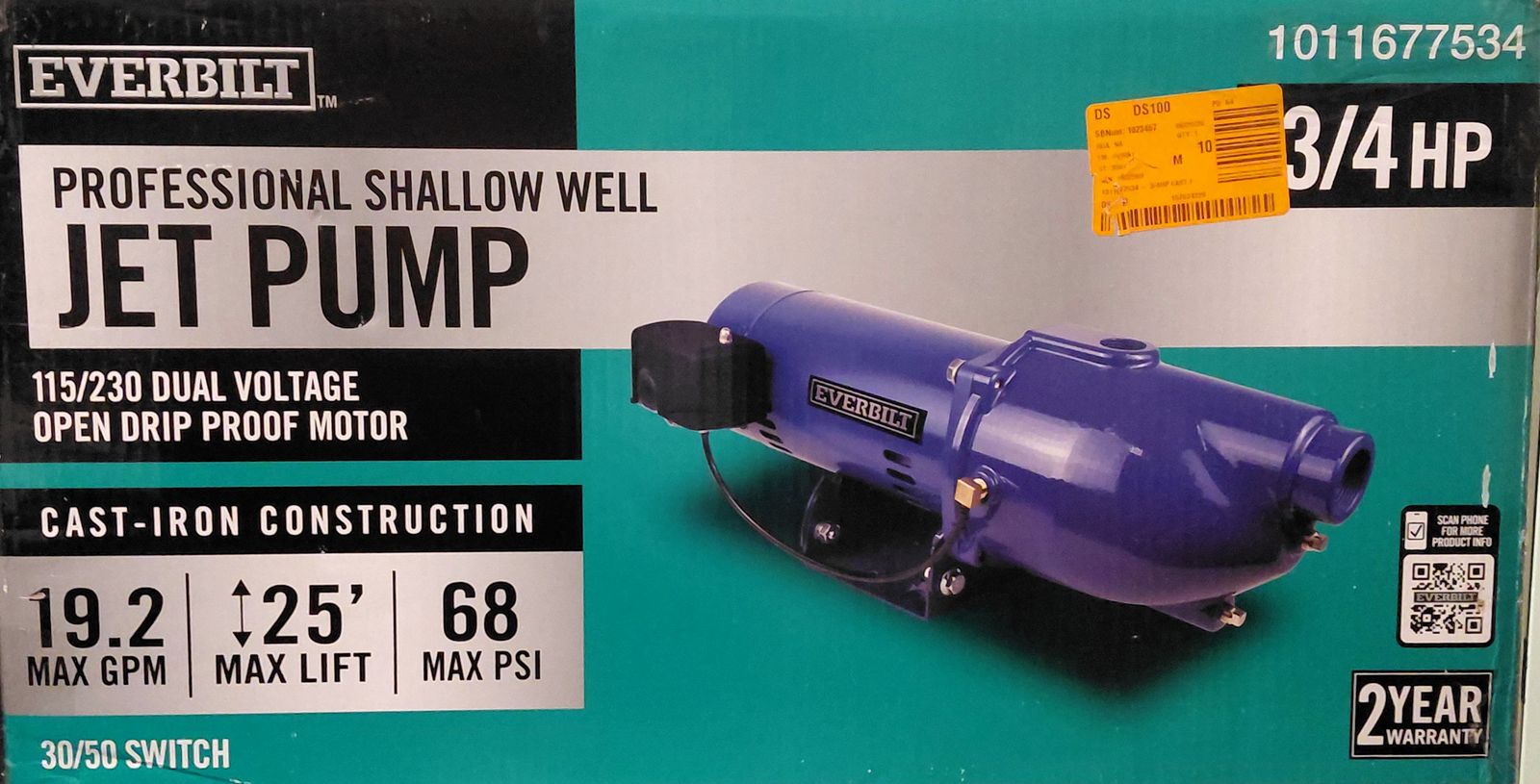 Everbilt - 3/4 HP Cast Iron Shallow Well Jet Pump