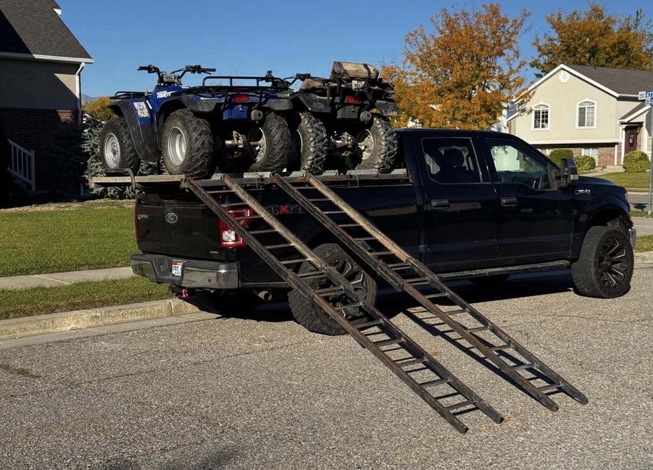 Heavy-Duty Steel Side-Load ATV Truck Bed Carrier Rack System with 11' Ramps