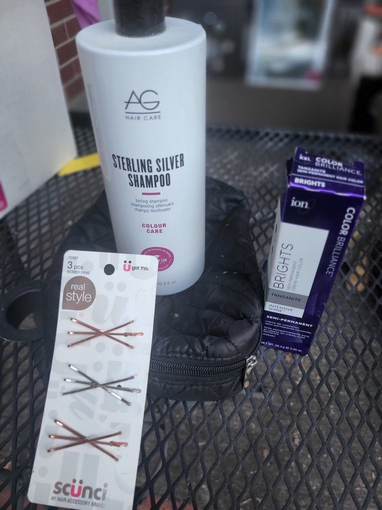 AG Hair Care Sterling Silver Toning Shampoo, Ion Tanzanite Semi-Permanent Hair Color & Scunci Bobby Pins