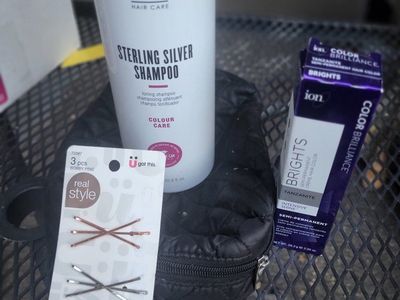 AG Hair Care Sterling Silver Toning Shampoo, Ion Tanzanite Semi-Permanent Hair Color & Scunci Bobby Pins