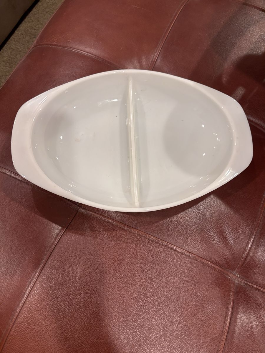 Vintage Pyrex Milk Glass Divided Serving Dish