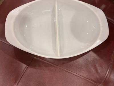 Vintage Pyrex Milk Glass Divided Serving Dish