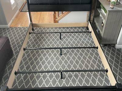 Bed frame with head, foot and running boards