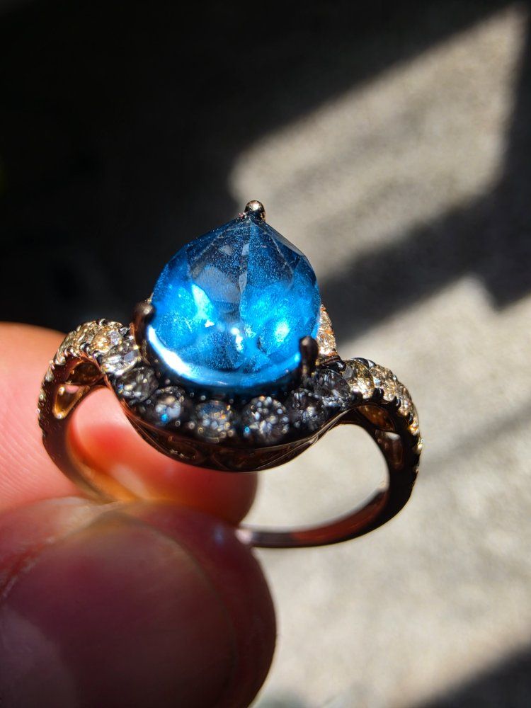 Le Vian Pear-Shaped Deep Sea Blue Topaz™ Ring – 25th Chocolate Diamonds® Jubilee Collection