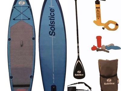 Solstice Touring 11' Inflatable SUP Paddleboard Kit with Backpack Case, Paddle, Pump & Leash