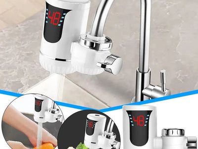 Instant Heating Electric Water Faucet Tap with Digital Display - White, Easy Installation