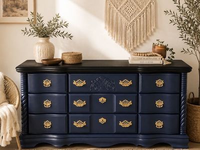 Nine drawer navy dresser