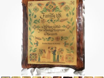LDS Solid Wood Wall Plaque Family Life Spencer W Kimball Utah Folk Art