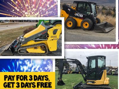 Skidsteers, Mini Excavators. Mini SkidSteer available-Huge Savings for July