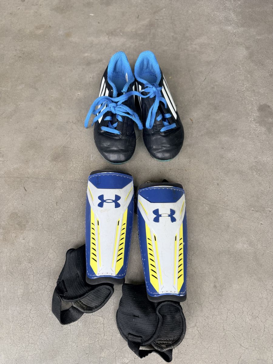 Kids Size 13 Soccer Cleats and Shin Guard Combo