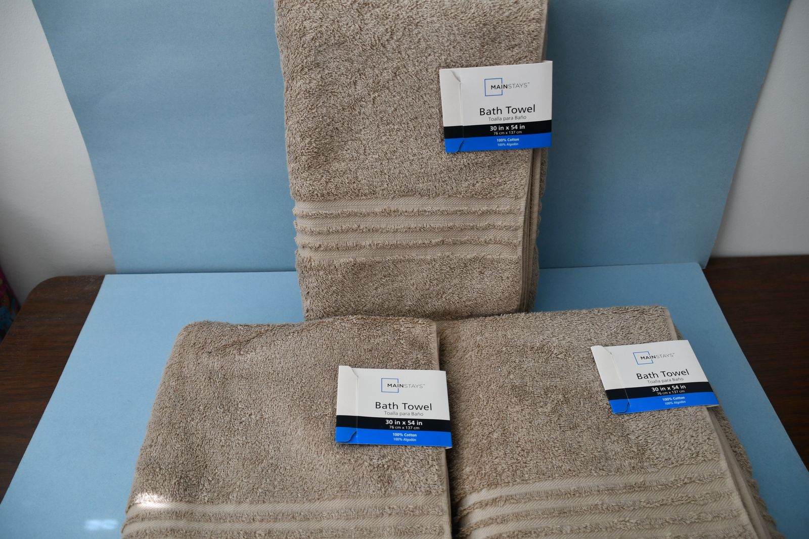 3 NEW BATH or BEACH TOWELS ~ TAN ~ 30" x 54" ~ 100% COTTON ~ ALL 3 for $10