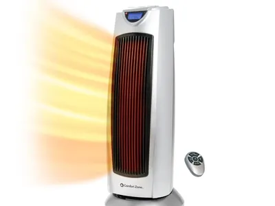 Comfort Zone CZ499R Ceramic Tower Heater 1500W Oscillating Remote Digital Thermo