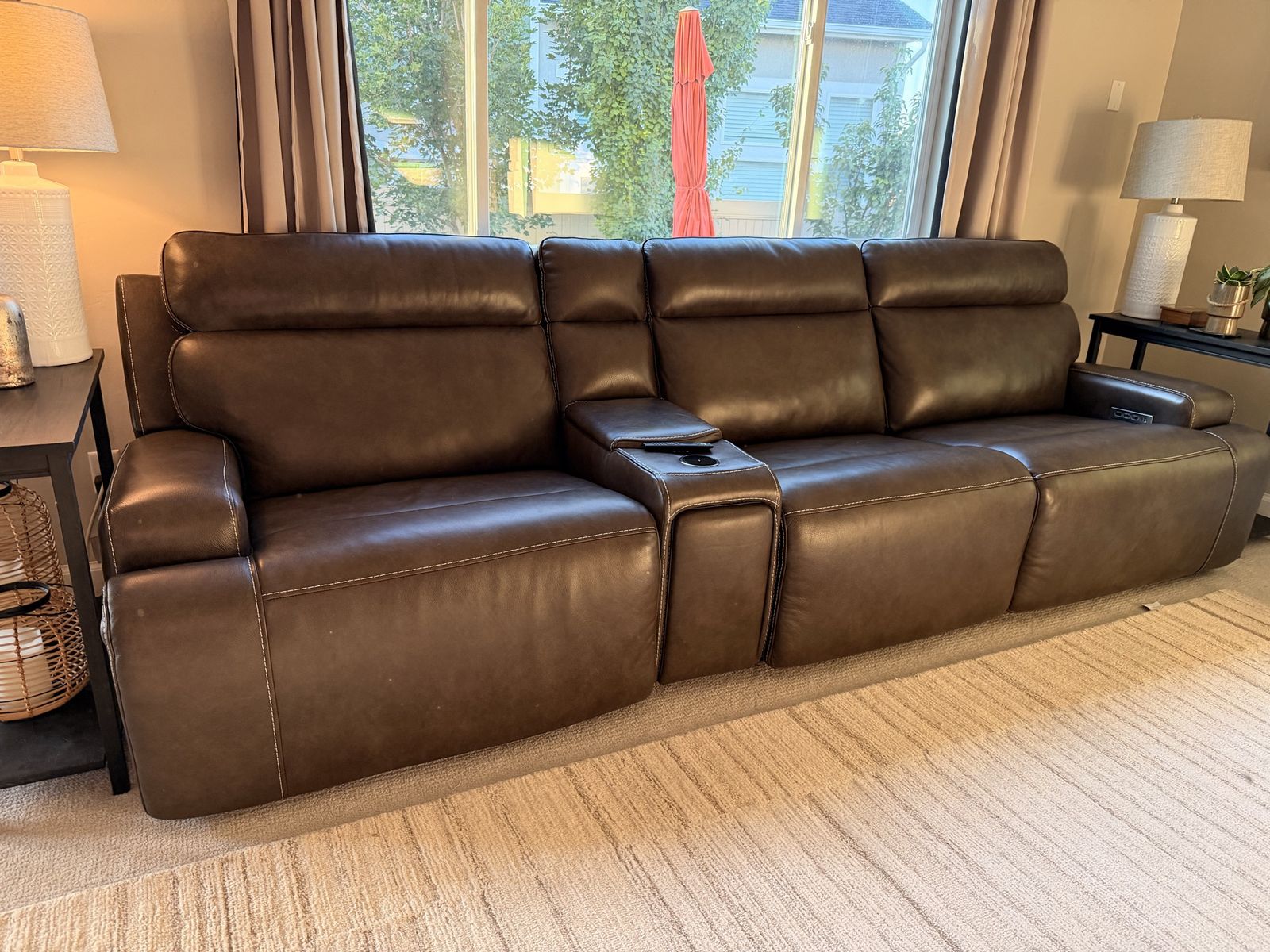 Leather reclining sectional