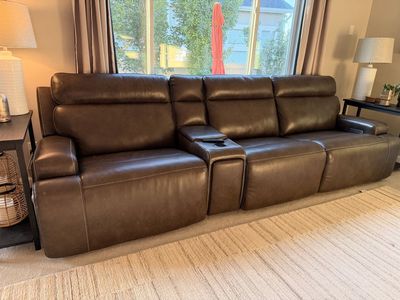 Leather reclining sectional
