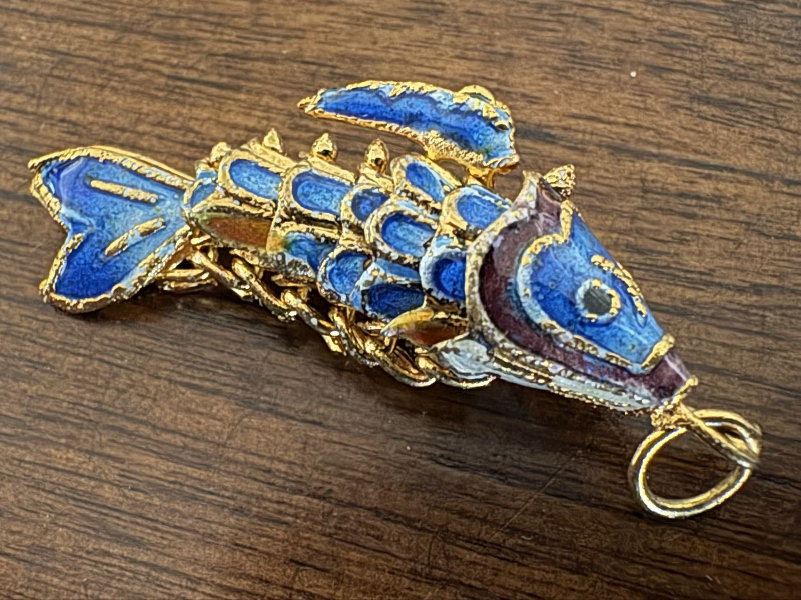 Vintage Articulated Enamel Cloisonné Fish Charm