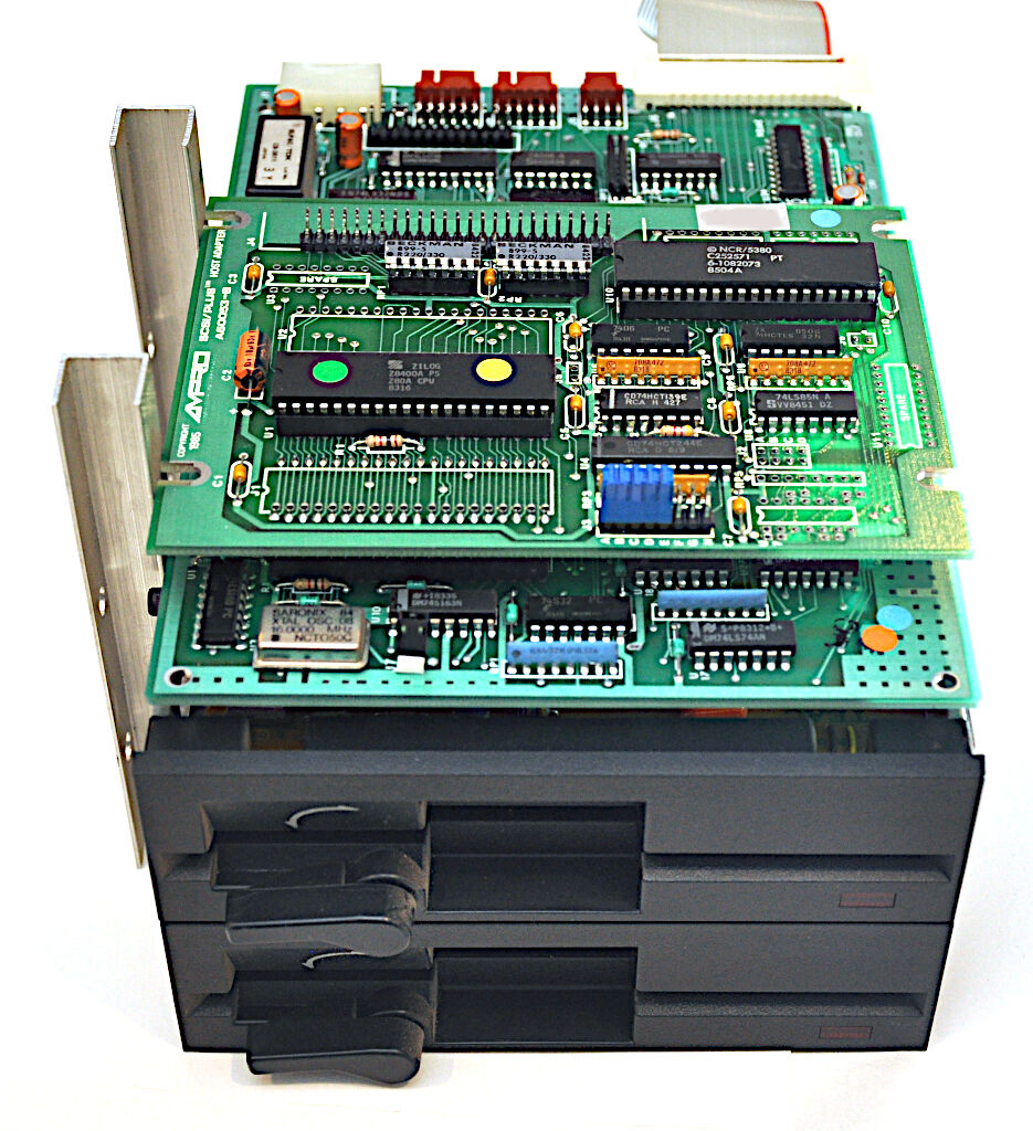 Z80 Ampro Little Board with two floppy drives and SCSI adapter