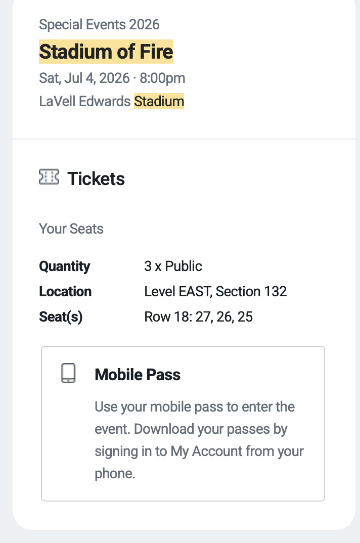 Stadium of Fire Tickets