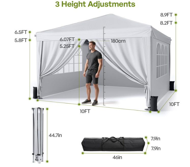 New in box 10x10 Pop Up Canopy with Sidewalls